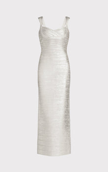 Sweetheart Banded Foil Gown | Silver Foil