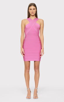 Crossover Halter Mini Dress | Carnation