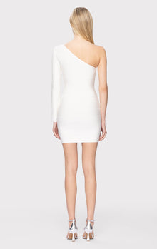 Asymmetrical Long Sleeve Mini Dress | Alabaster