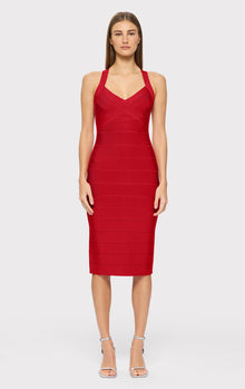 Open X Back Weaved Front Dress | Lipstick Red