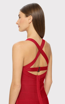 Open X Back Weaved Front Dress | Lipstick Red