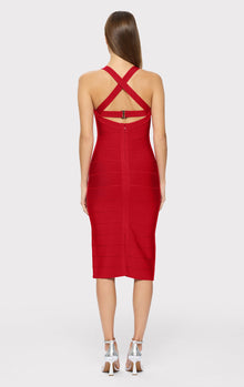 Open X Back Weaved Front Dress | Lipstick Red