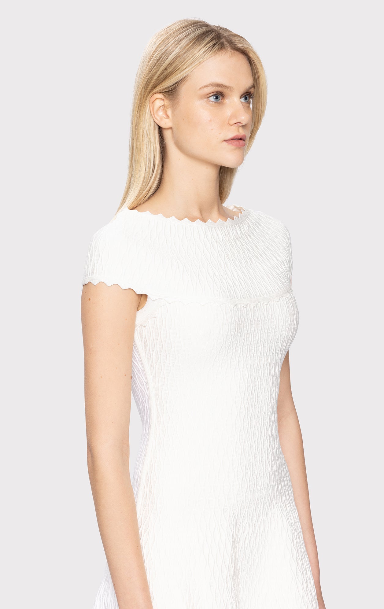 Off Shoulder Flair Skirt Dress | Alabaster