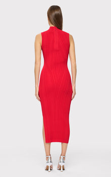 Rib Knit Sleeveless Turtleneck Dress | Red Lacquer