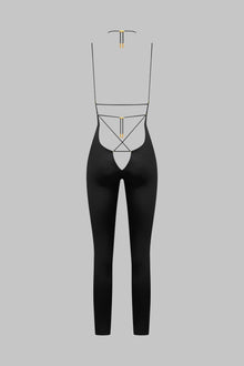 Open Back Strappy Jumpsuit - French Kiss | Black