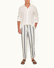 Men | Alex Stripe Trouser | Azul Blue/Cashew