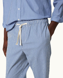 Men | Alex Seersucker Trouser | Blueberry/White Stripe