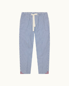 Men | Alex Seersucker Trouser | Blueberry/White Stripe