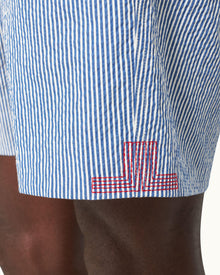 Men | Alex Seersucker Short | Blueberry/White Stripe