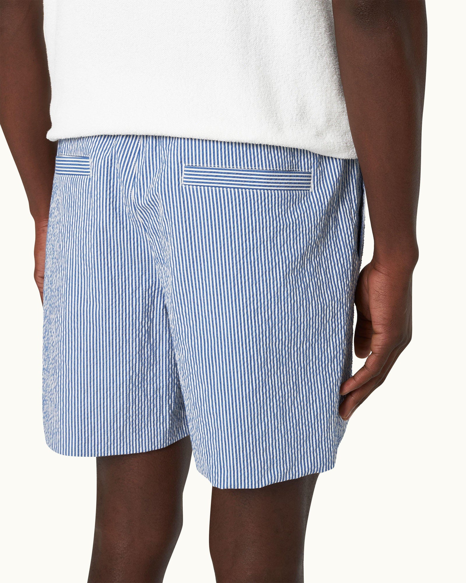 Men | Alex Seersucker Short | Blueberry/White Stripe