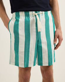 Men | Alex Stripe Short | Green/White Sand
