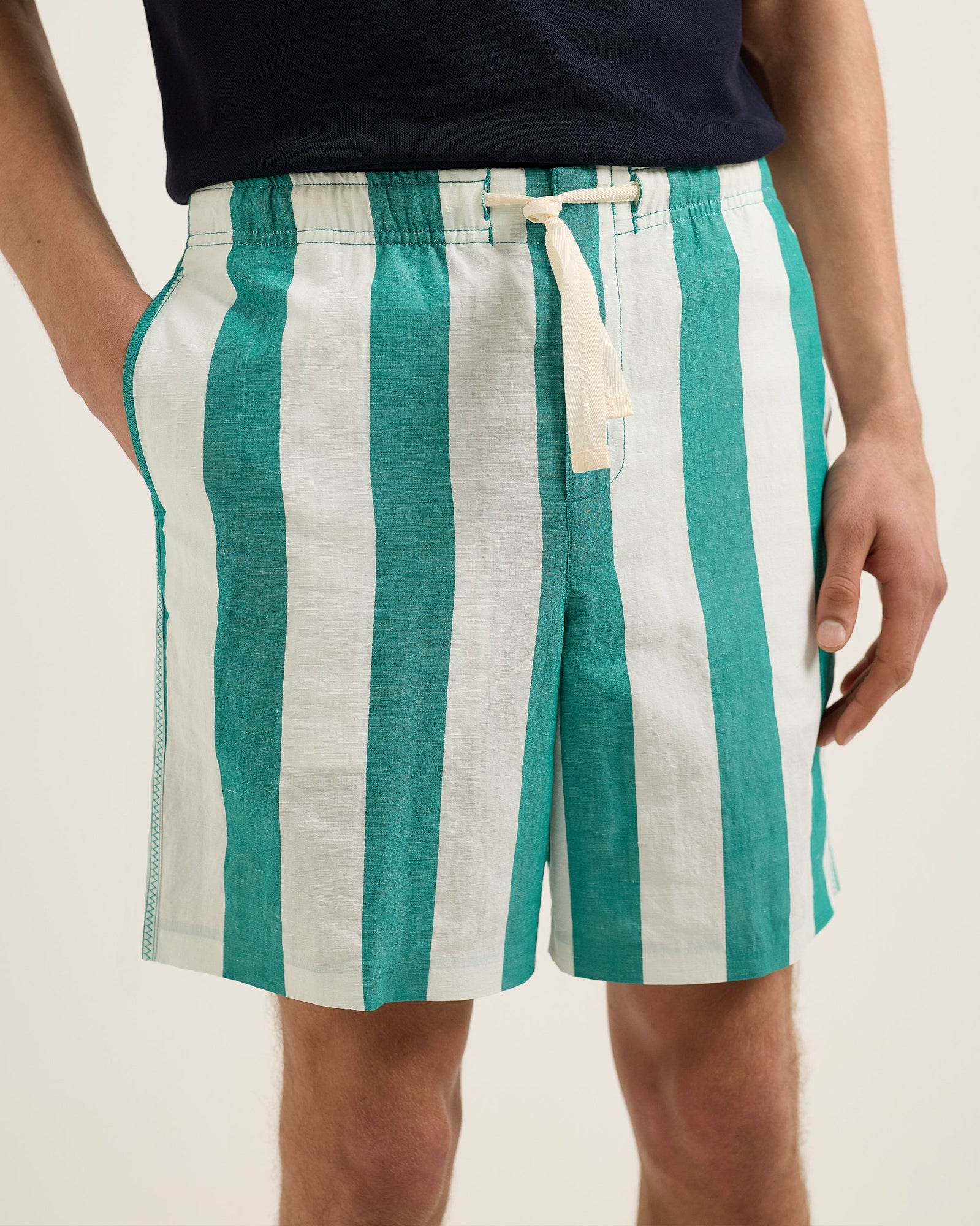 Men | Alex Stripe Short | Green/White Sand
