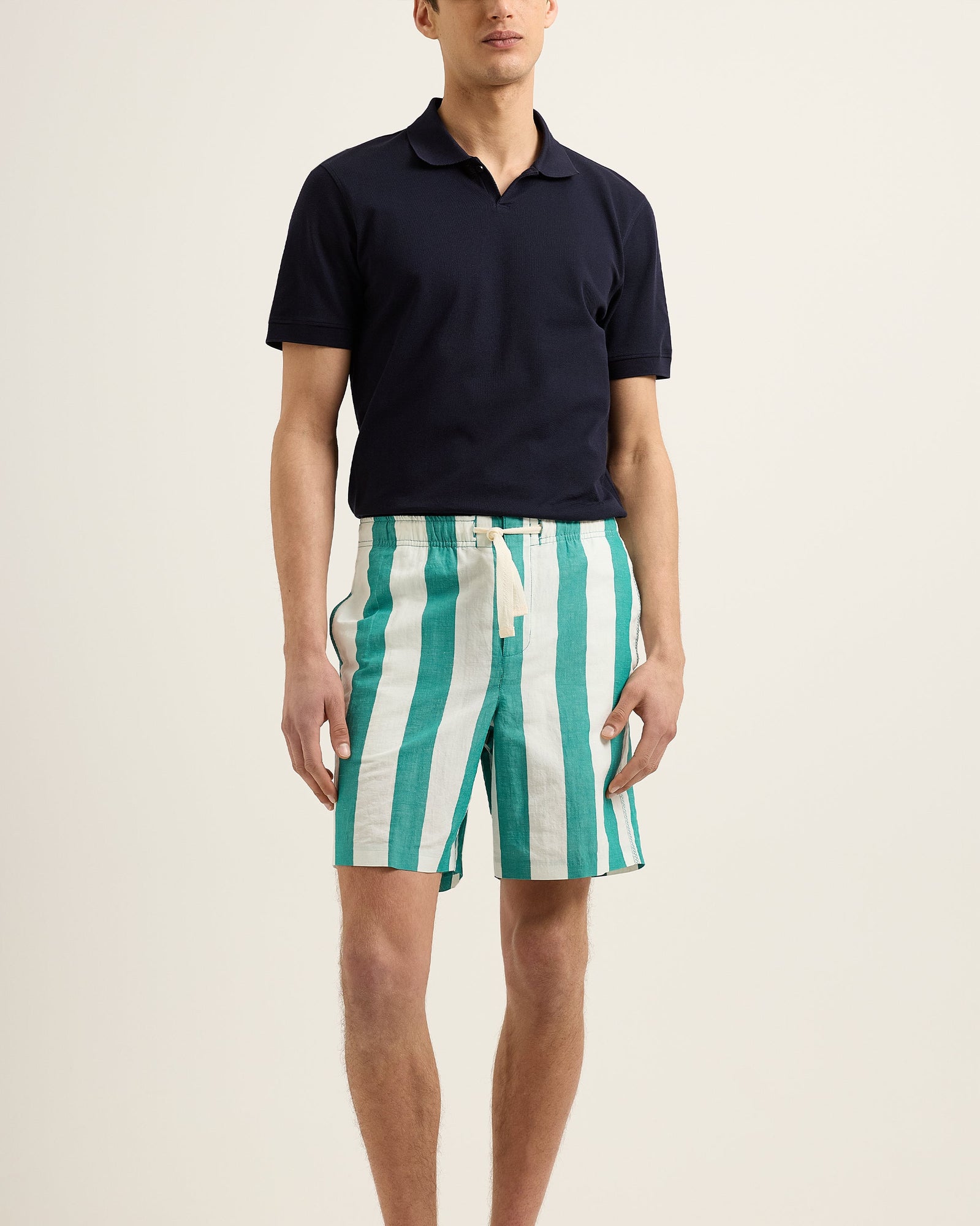 Men | Alex Stripe Short | Green/White Sand