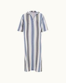 Matchstick/Blue Depths Oasis Stripe Relaxed Fit Hooded Cotton Kaftan | Matchstick/Blue Depths