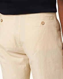 Pebble Easy Fit Single Pleat Laundered Cotton Trousers | Pebble