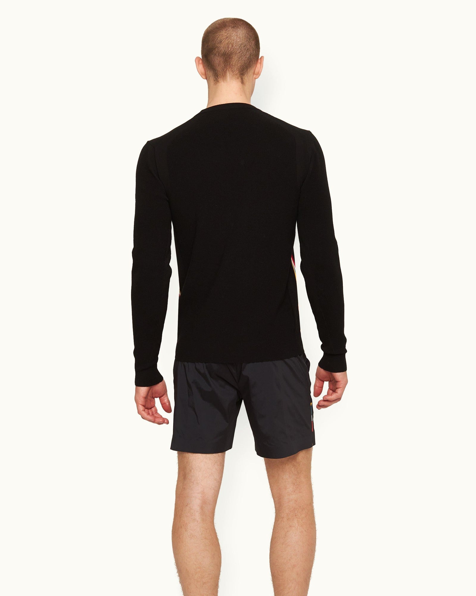 Bryce Black Tailored Fit O.B Stripe Side Seam Jumper | Black