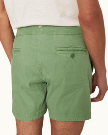 Bulldog Garment Dye Mid-Length Garment Dye Shorts Woven In Italy in Fresh Lawn colour | Fresh Lawn