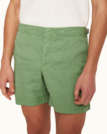 Bulldog Garment Dye Mid-Length Garment Dye Shorts Woven In Italy in Fresh Lawn colour | Fresh Lawn