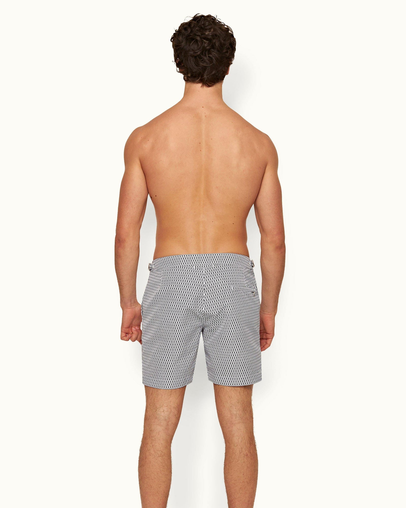 Bulldog White/Midnight Navy Geo Pointpart Mid-Length Swim Shorts | White/Midnight Navy