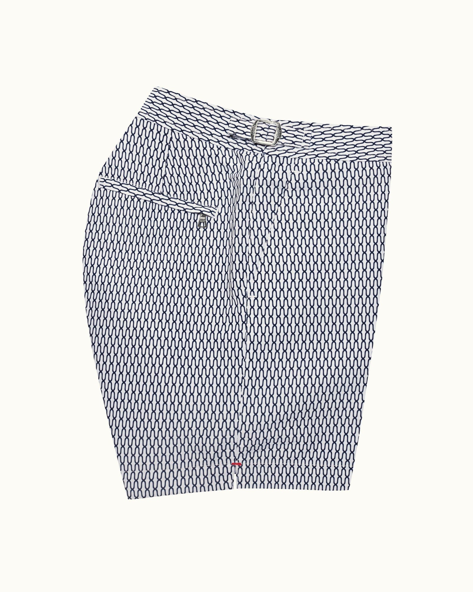 Bulldog White/Midnight Navy Geo Pointpart Mid-Length Swim Shorts | White/Midnight Navy