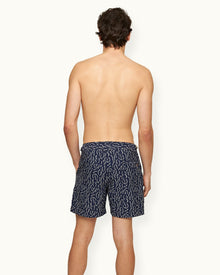 Sedge Jacquard Mid-Length Swim Shorts In Night Iris Blue | Night Iris