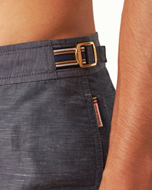 Men | Bulldog Linen Swim Boxer | River Blue/Stripe