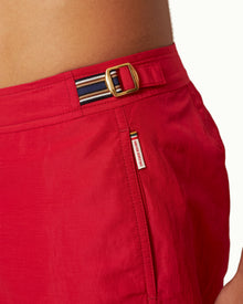 Men | Bulldog Linen Swim Boxer | Vermillion/Stripe