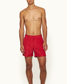 Men | Bulldog Linen Swim Boxer | Vermillion/Stripe
