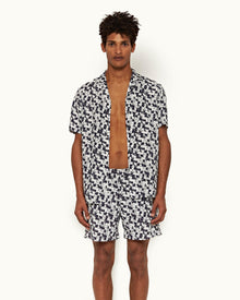 Bulldog Navy/White O.B Monogram Mid-Length Swim Shorts | Navy/White