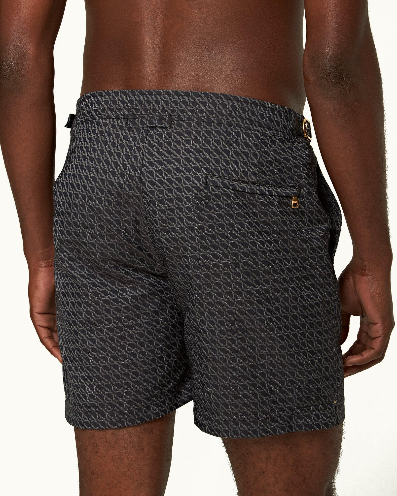 Bulldog Piranha Grey Orbit Jacquard Mid-Length Swim Shorts | Piranha Grey