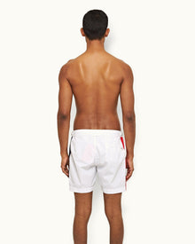 Bulldog White Panel Mid-Length Swim Shorts | White