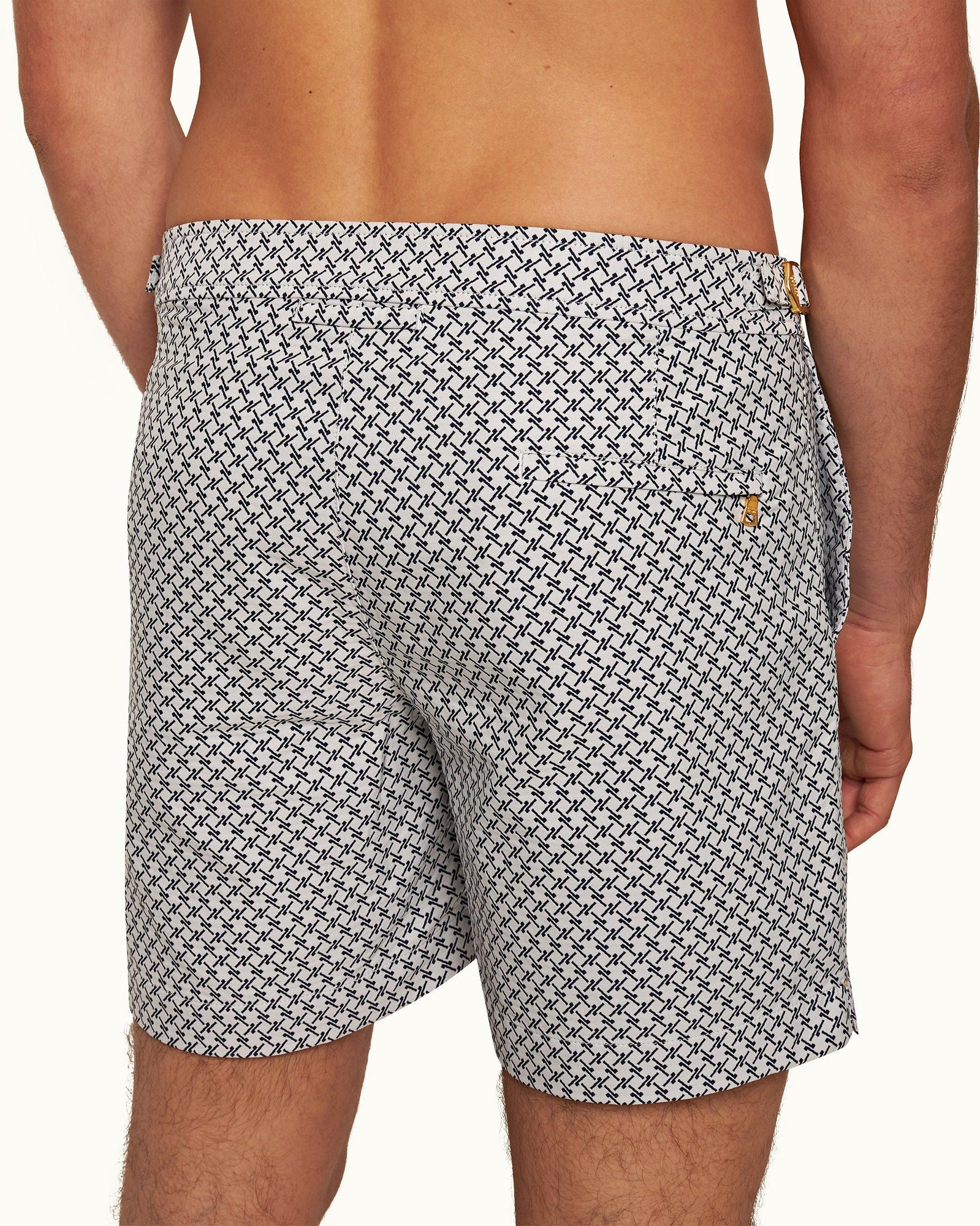 Bulldog Cloud/Night Iris Seglas Jacquard Mid-Length Swim Shorts | Cloud/Night Iris