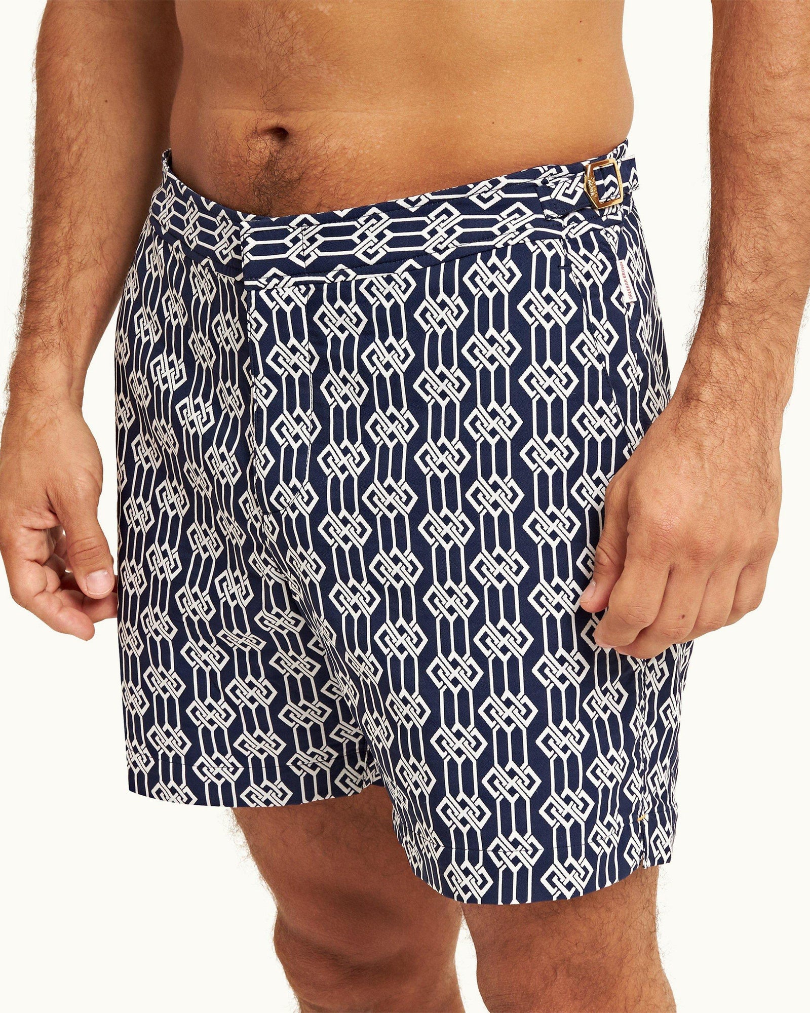 Midnight Navy Jacquard Waypoint Mid-Length Swim Shorts | Midnight Navy