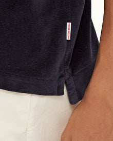 Night Iris Classic Fit Ribbed Collar Towelling Polo Shirt | Night Iris