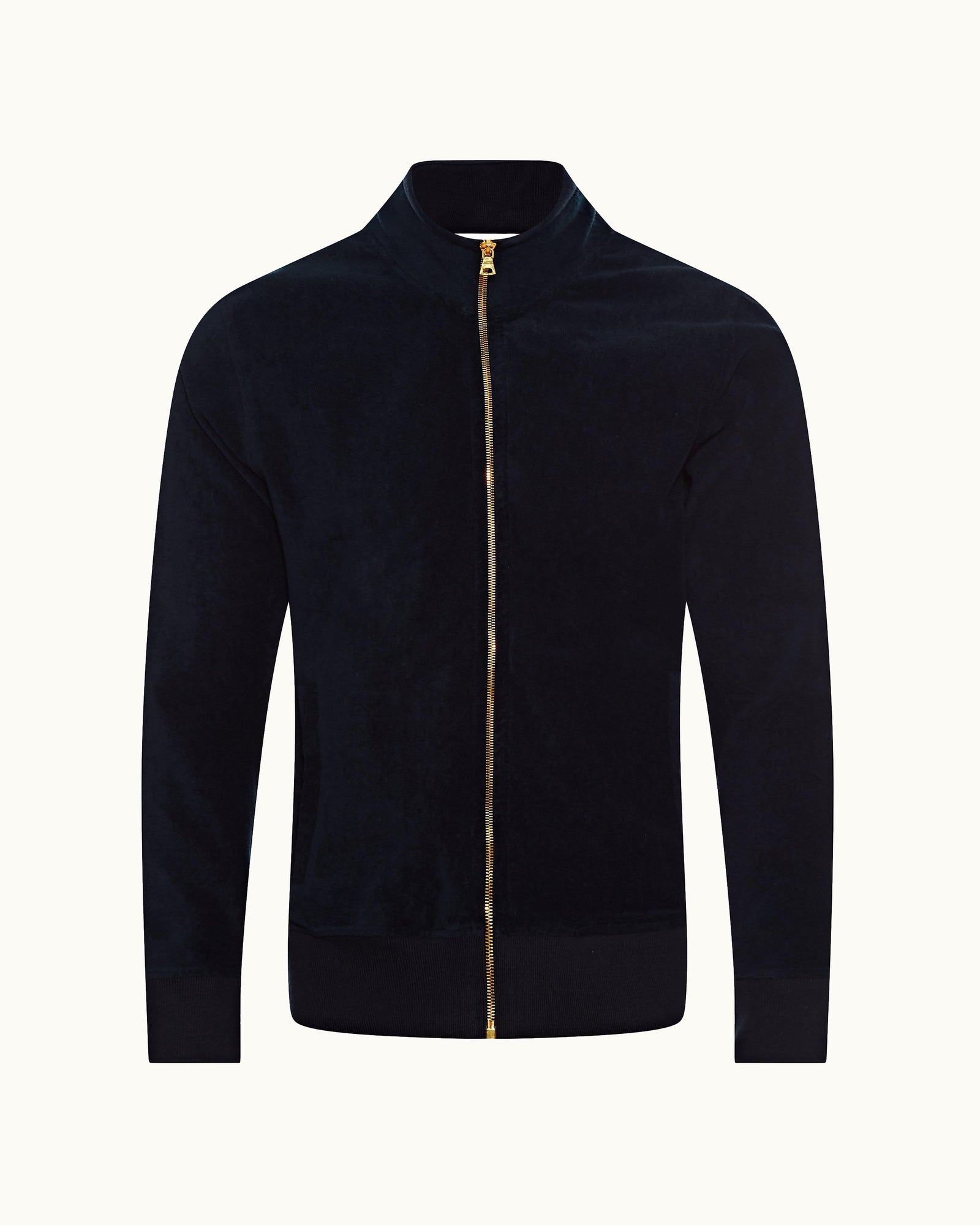 Night Iris Zip-Thru Contrast Binding Double-Faced Towelling Sweatshirt | Night Iris