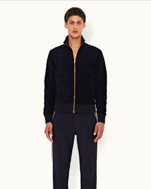 Night Iris Zip-Thru Contrast Binding Double-Faced Towelling Sweatshirt | Night Iris