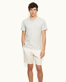 Felix Resort Collar Cotton-Modal Polo Shirt In White Jade | White Jade