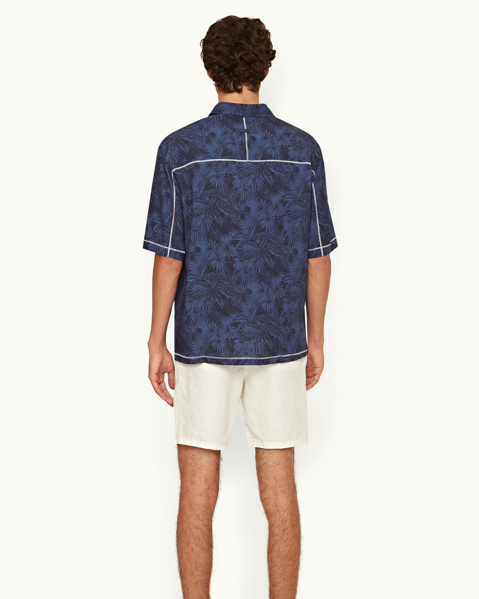 Fielder Midnight Navy Palmed Classic Collar Easy Fit Shirt | Midnight Navy