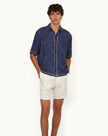 Fielder Midnight Navy Palmed Classic Collar Easy Fit Shirt | Midnight Navy