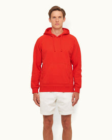 Summer Red Garment washed Hooded Sweatshirt | Summer Red