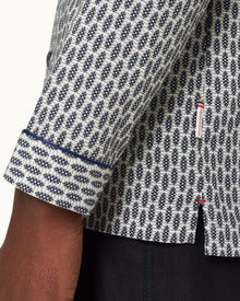 Perez Print Capri Collar Resort-Style Shirt Woven In Italy in Chai colour | Chai