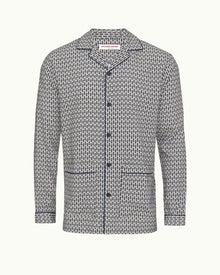 Perez Print Capri Collar Resort-Style Shirt Woven In Italy in Chai colour | Chai