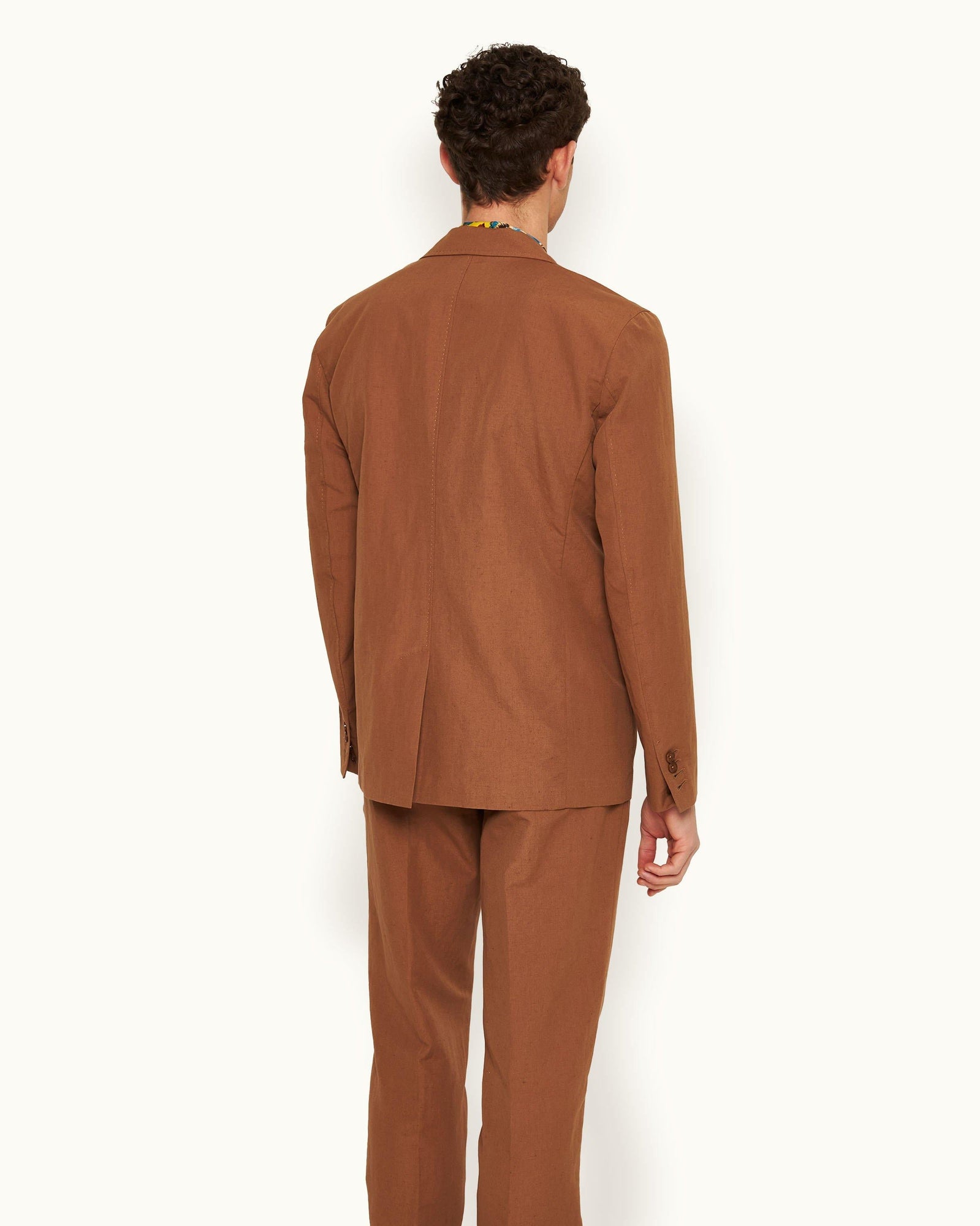 Tailored Fit, Italian Made, Two-Button Unstructured Blazer in Cinnamon Coffee | Cinnamon Coffee