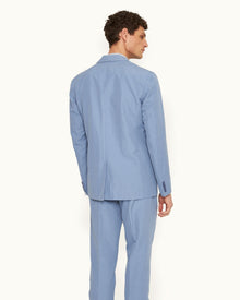 Garret Tailored Fit, Italian Made, Two-Button Unstructured Blazer in Springfield Blue | Springfield Blue