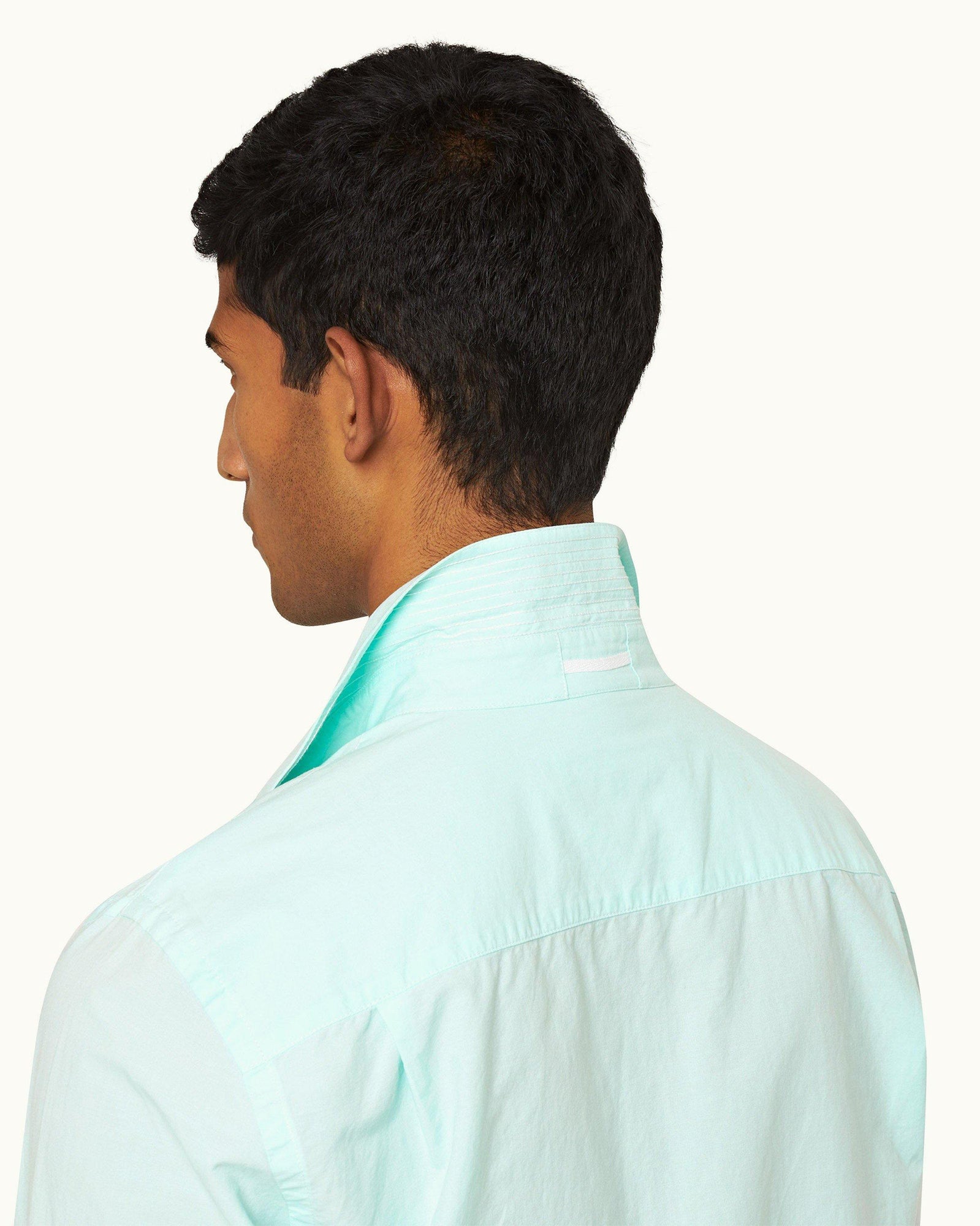 Clear Sky/White Tailored Fit Classic Collar Weft Cotton Shirt | Clear Sky/White