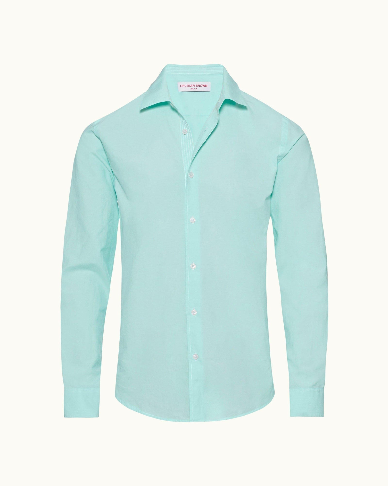 Clear Sky/White Tailored Fit Classic Collar Weft Cotton Shirt | Clear Sky/White