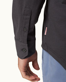 Tailored Fit Classic Collar Cotton-Silk Shirt In Piranha Grey | Piranha Grey