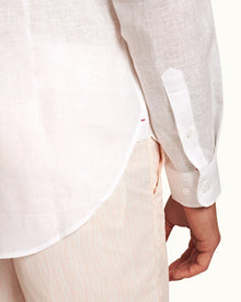 Giles Linen Matchstick/White Tailored Fit Classic Collar Linen Shirt | Matchstick/White