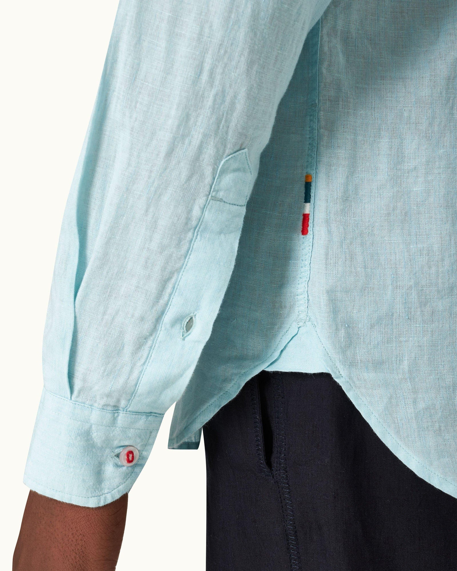 Men | Giles Lino Shirt | Light Sky Pool