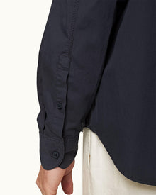 Relaxed Fit Classic Collar Organic Cotton Shirt In Night Iris Blue | Night Iris